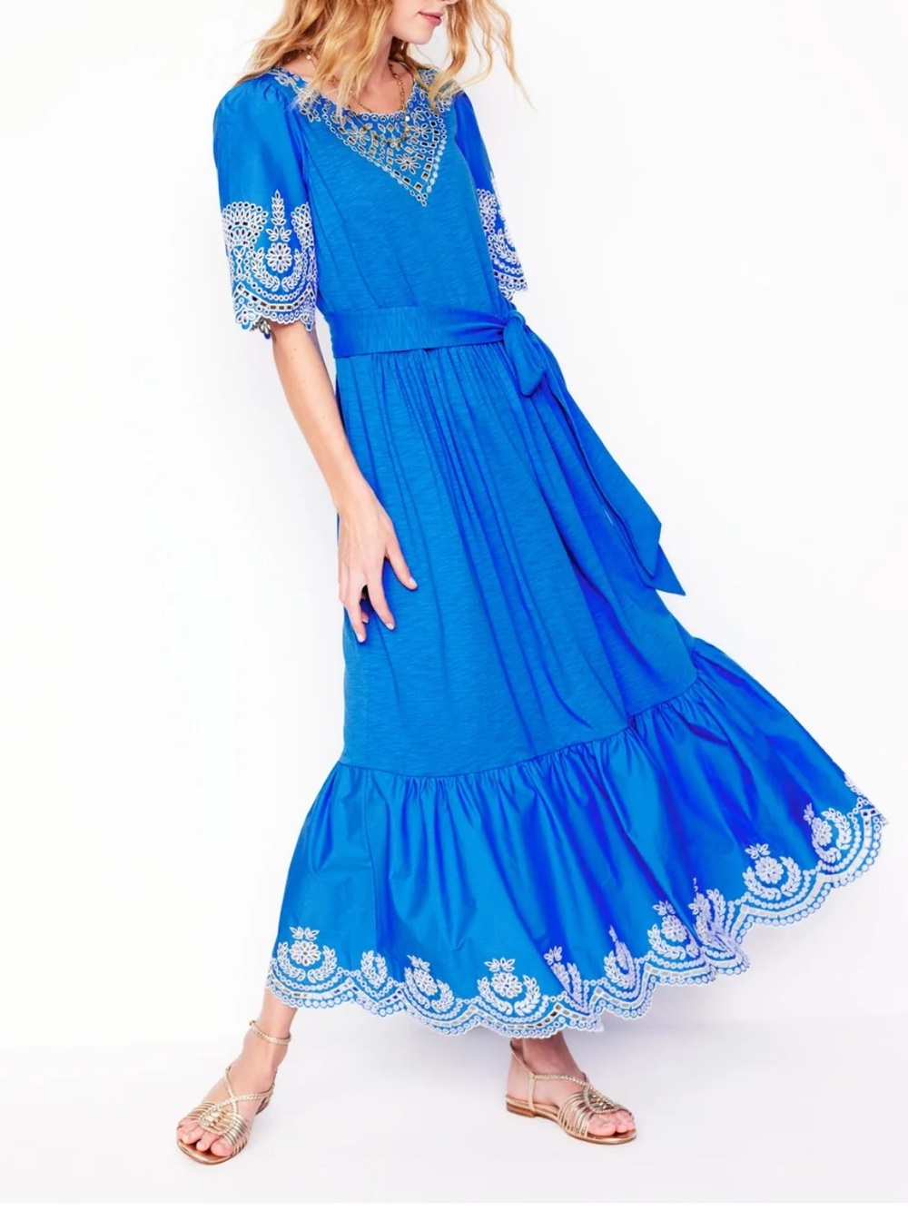 Boden Isabel Broderie Mix Maxi Dress